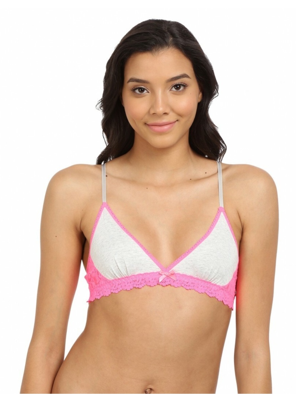 Hanky Panky Heather Fashion Wireless Lace Bralette - White & Pink S
